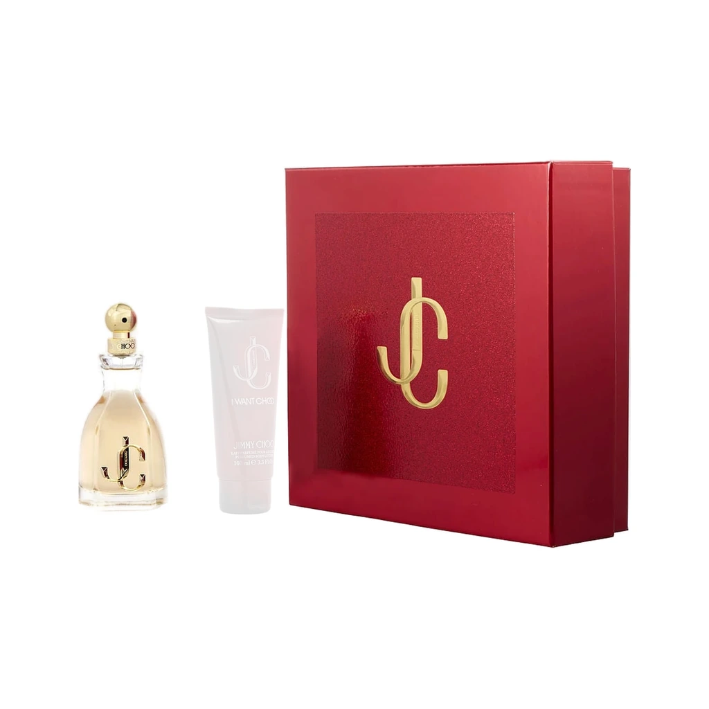 Jimmy Choo I Want Choo Eau De Parfum Spray 3.3 oz & Body Lotion 3.3 oz & Eau De Parfum Spray 0.25 oz Mini