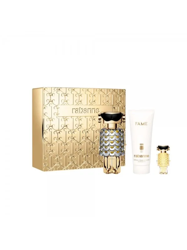 Paco Rabanne Fame women Eau De Parfum Refillable Spray 80 ml & Body Lotion 100 ml & Eau De Parfum  10 ml